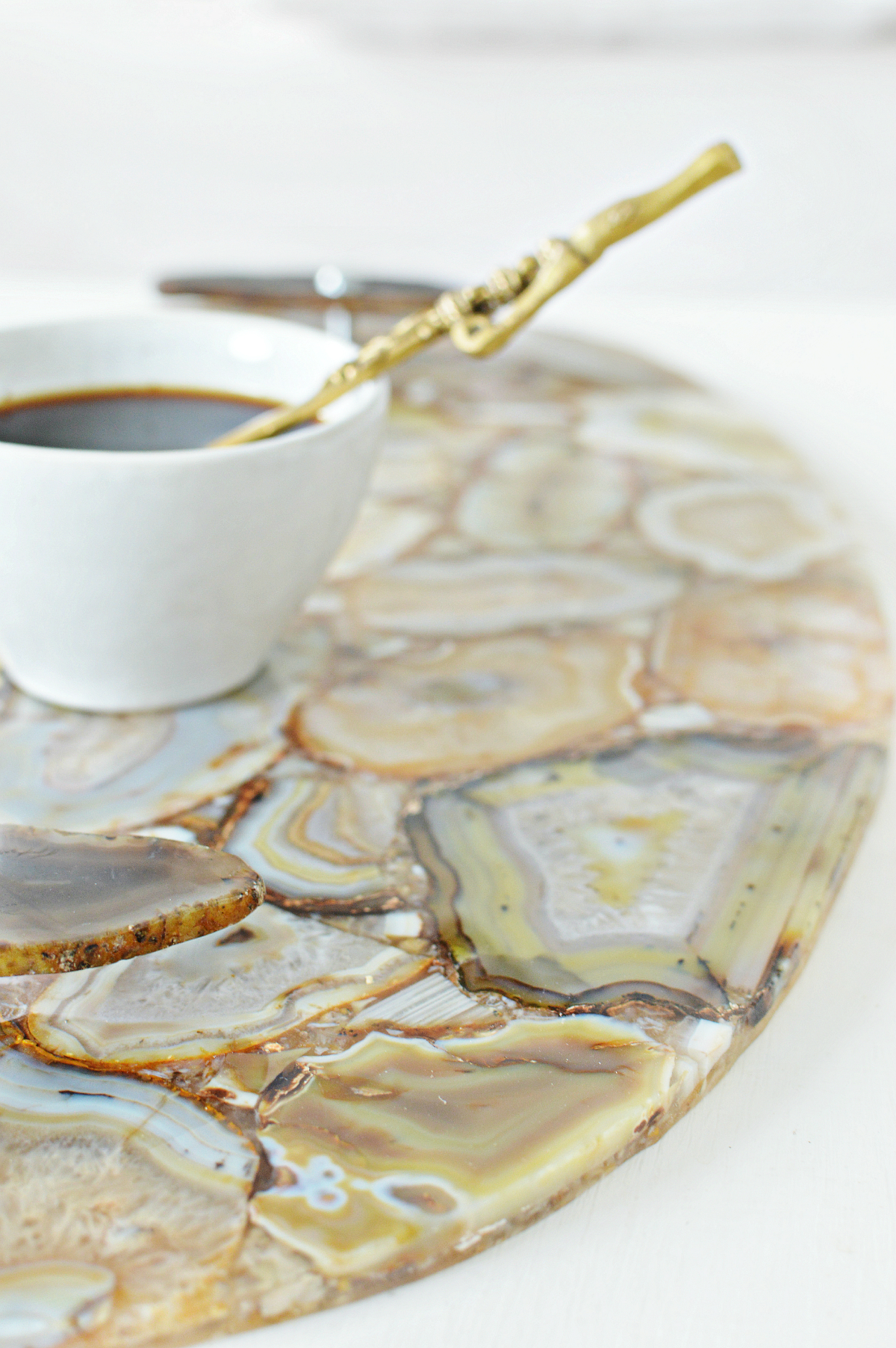 Home Decor Agate Banded Tray